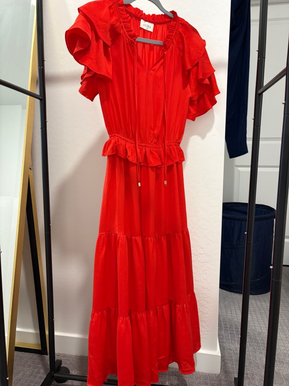 Aura Vibrant Red Ruffle Tiered Maxi Dress